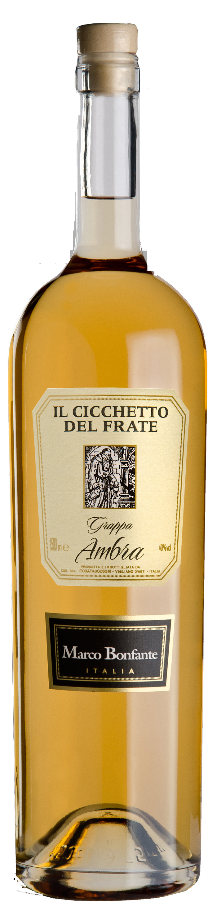 Grappa del Piemonte "Il Cicchetto del Frate" ambra 40% Vol.