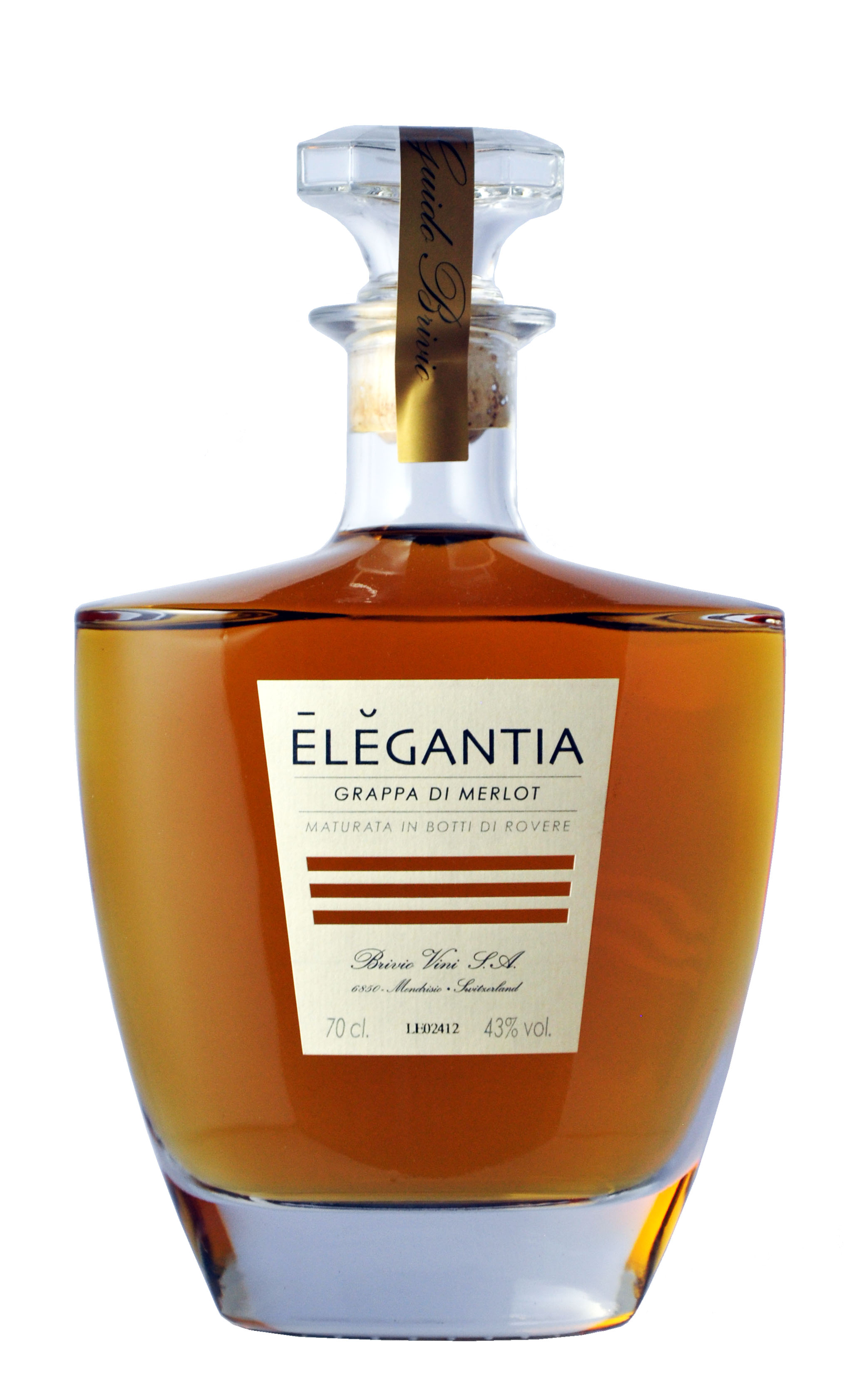 Grappa di Merlot "Elegantia" affinata 43% Vol.